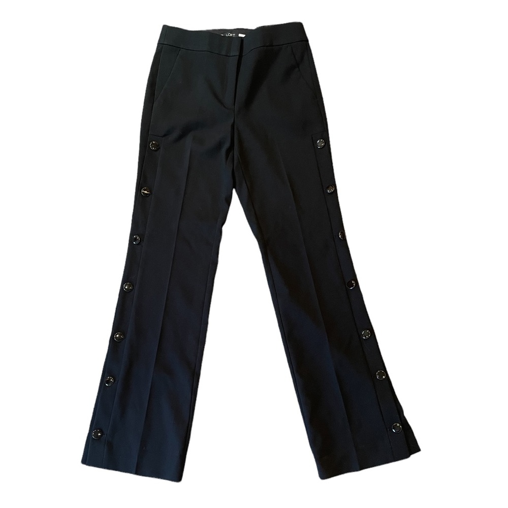 NWT LOFT size 2 black straight leg trousers with buttons down the leg